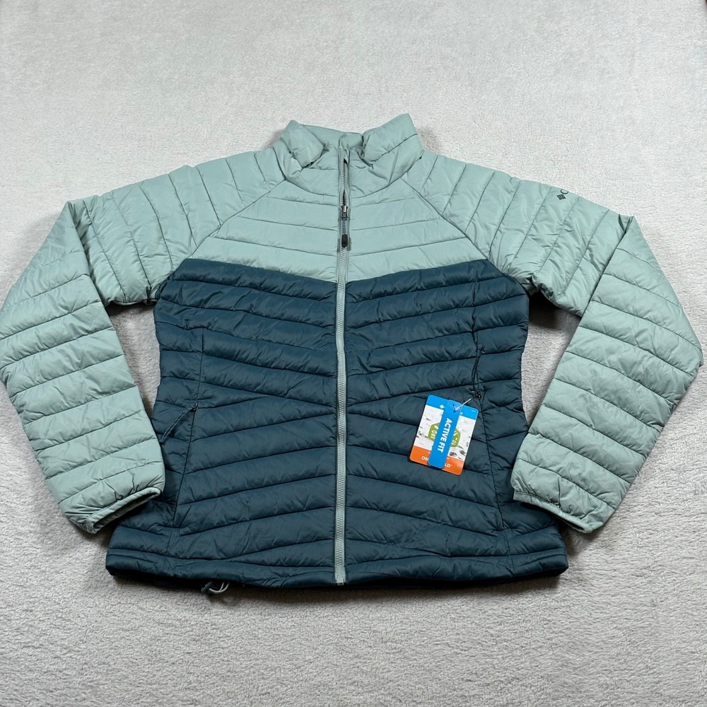 Columbia Powder Pass Jacket Womens XS Blue Green Puffer WK3214-429 NEW